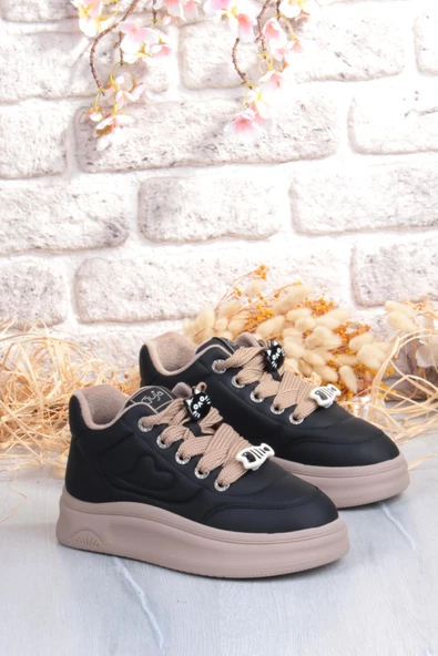 Guja Getto Emoji Süs Detaylı Rahat Hafif Kalın Taban Kadın Sneaker Ayakkabı - Resim 5