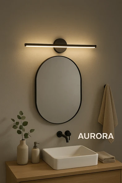 VOLTMARKET Yapışkanlı 36 Cm Beyaz Işık Ledli Pilli Aplik Banyo Tablo Ayna Aydınlatma Pil Dahildir