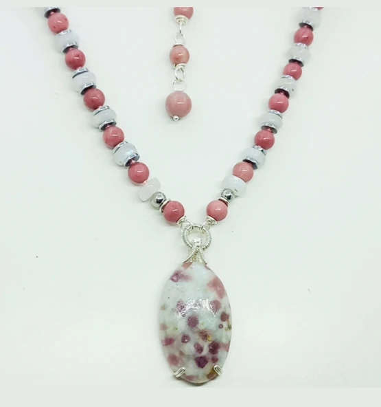 2434 Rubellite Rodonit Aytaşı el yapımı kolye - 3