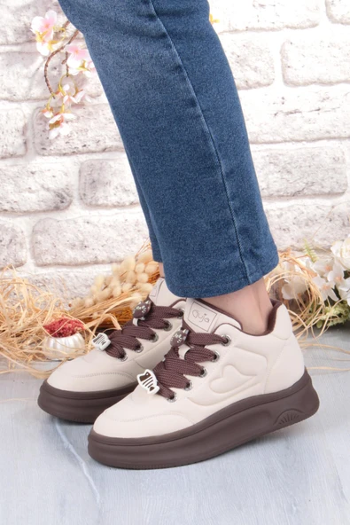 Guja Getto Emoji Süs Detaylı Rahat Hafif Kalın Taban Kadın Sneaker Ayakkabı - Resim 9