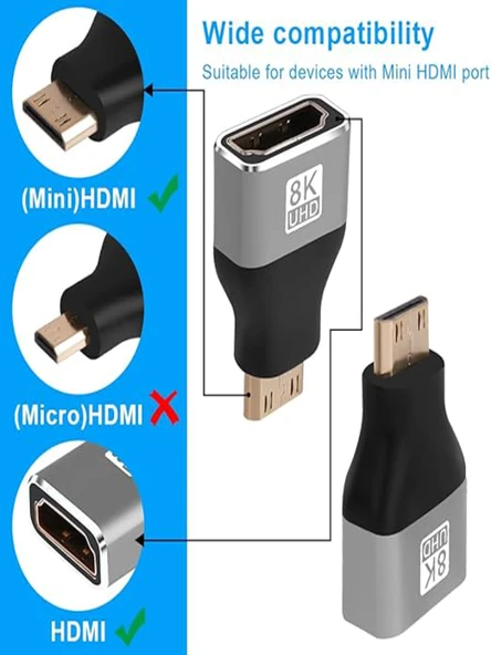Anunnaki 8K Uhd Mini HDMI to HDMI Çevirici Dönüştürücü Converter - Resim 2
