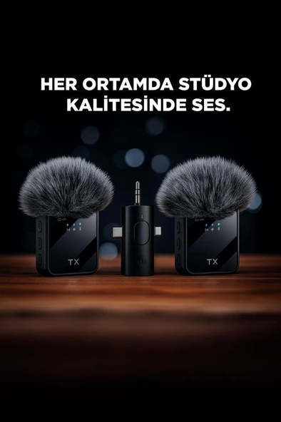 Torima F11-2 Type-C + Lightning + Aux 2li 3in1 Kablosuz Yaka Mikrofonu - Resim 2