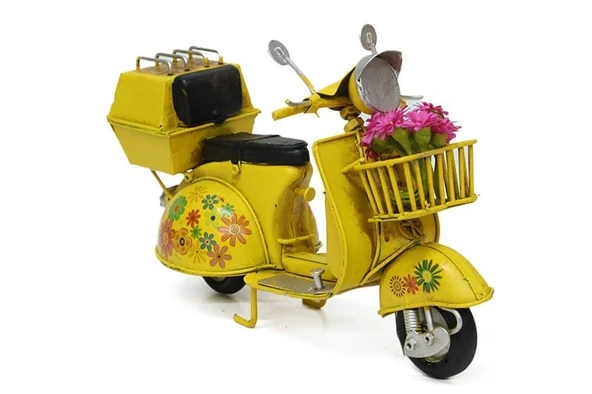 Dekoratif Metal Scooter Sepetli - Resim 3