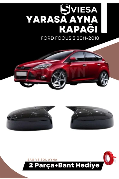 Ford Focus 3 2011+ Uyumlu Batman Yarasa Ayna Kapağı Piano Black - 1