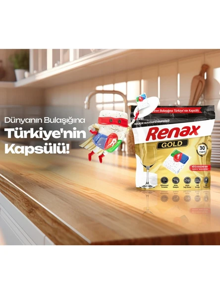 Renax Gold Bulaşık Makinesi Kapsülü Hepsi Bir Arada 70 Li Tablet - Resim 3