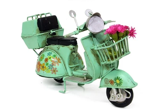 Dekoratif Metal Scooter Sepetli ürün görseli