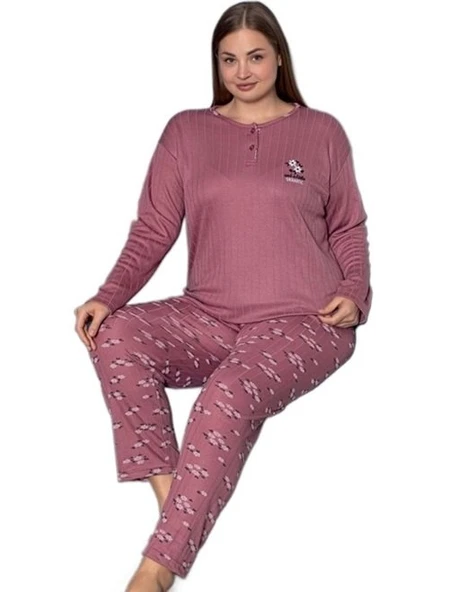 Lusso Notte İnterlok Kışlık Büyük Beden Kadın Pijama Takımı 3XL/5XL ürün görseli