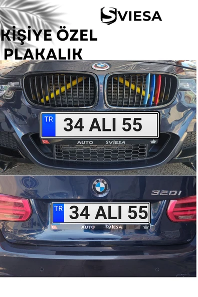 Kişiye Özel Yazılı 2 Adet Plakalık Araç Logo Kabartmalı Siyah Oto Plakalık - 1