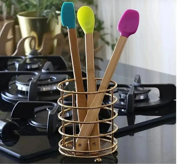 3 adet ısıya dayanıklı bambu spatula - 2