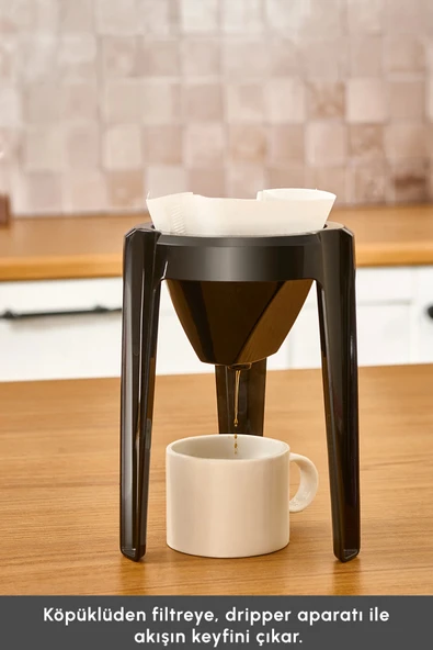 Karaca Hatır Hüp 2 in 1 Türk Kahve Makinesi / Filtre Kahve Makinesi 5 Fincan Kapasiteli Black - Resim 4