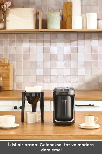 Karaca Hatır Hüp 2 in 1 Türk Kahve Makinesi / Filtre Kahve Makinesi 5 Fincan Kapasiteli Black - Resim 3