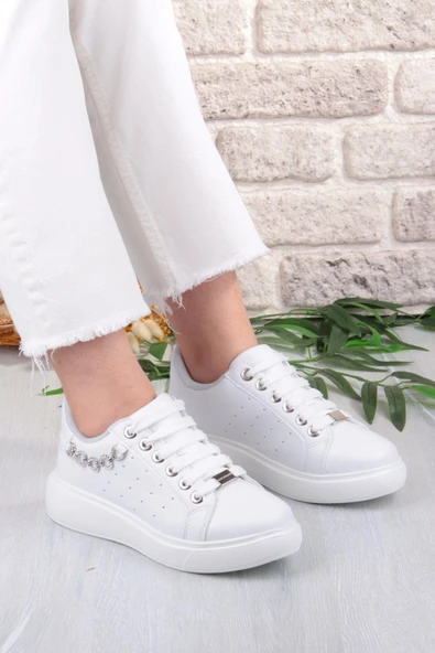 Fort 07335 Flet Zincir Aksesuar Bağcıklı Kalın Taban Sneaker Kadın Ayakkabı ürün görseli