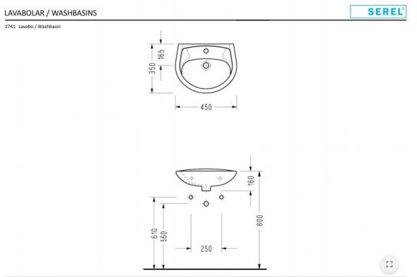 Serel Duvara Monte 35x45 cm Lavabo 2741TDS110H - 2