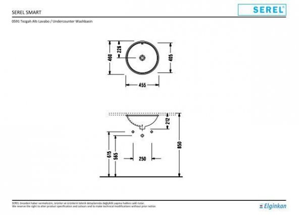Serel Smart Tezgah Altı Dairesel Lavabo 0591DSS110H - 2