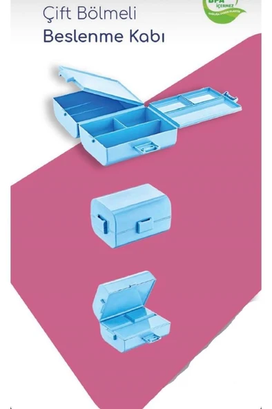 2 Hazneli Beslenme Kutusu 4 Bölmeli Yemek Saklama Kabı Okul Ofis Kamp Çocuk Çantası Sefer Tası - 8
