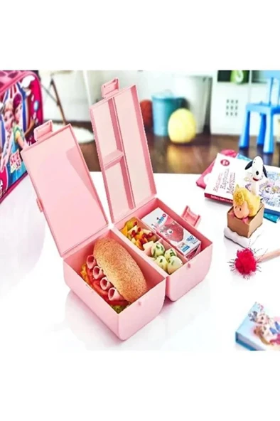 2 Hazneli Beslenme Kutusu 4 Bölmeli Yemek Saklama Kabı Okul Ofis Kamp Çocuk Çantası Sefer Tası - 7