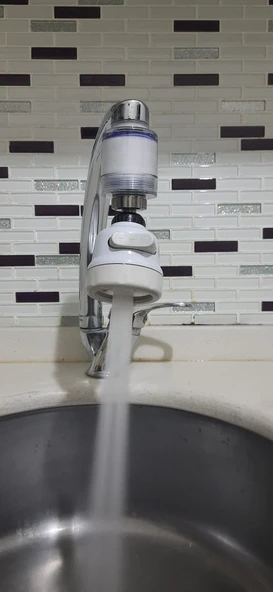 Filtreli Kireç Önleyici 360 Derece Dönen Hareketli Musluk Başlığı - 3 Fonksiyonlu - Krem - Resim 2