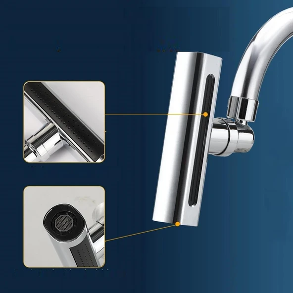 Akıllı Musluk Armatür 360 Dönen 4 Fonksiyonlu Lüks Mutfak Lavabo Musluk Ucu Krom Plastik - Resim 5