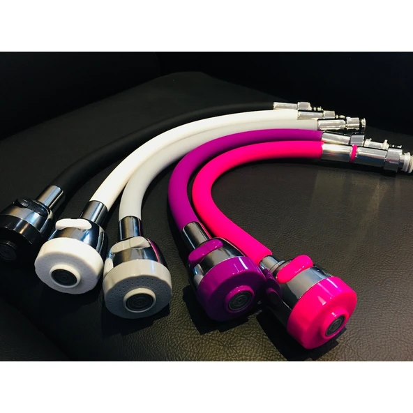 Renkli Silikonlu Oynar Başlıklı 2 Fonksiyonlu Spiral Musluk Başlığı ürün görseli