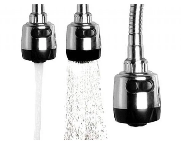 Renkli Silikonlu Oynar Başlıklı 2 Fonksiyonlu Spiral Musluk Başlığı - Resim 3