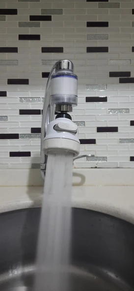 Filtreli Kireç Önleyici 360 Derece Dönen Hareketli Musluk Başlığı - 3 Fonksiyonlu - Krem ürün görseli