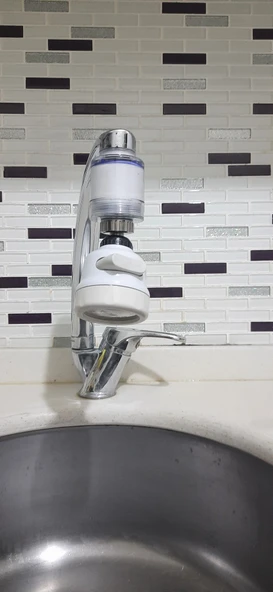 Filtreli Kireç Önleyici 360 Derece Dönen Hareketli Musluk Başlığı - 3 Fonksiyonlu - Krem - Resim 4