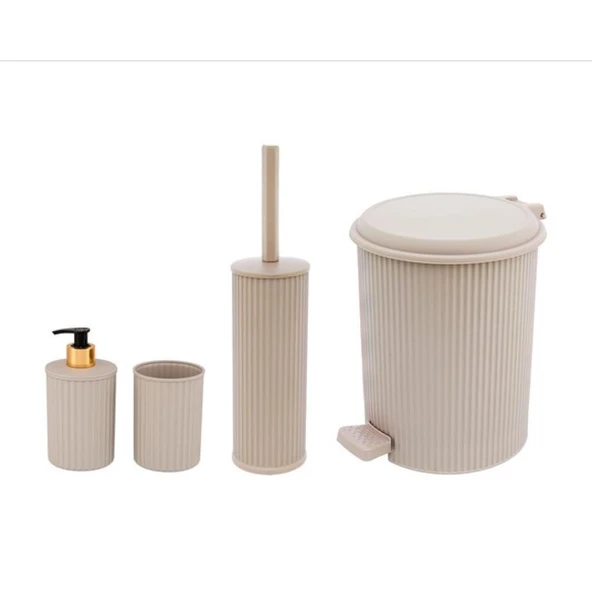 Omnipazar ELF-N522 Nostalji 4'lü Çöp Kovalı Wc Fırçalı Banyo Seti - 6