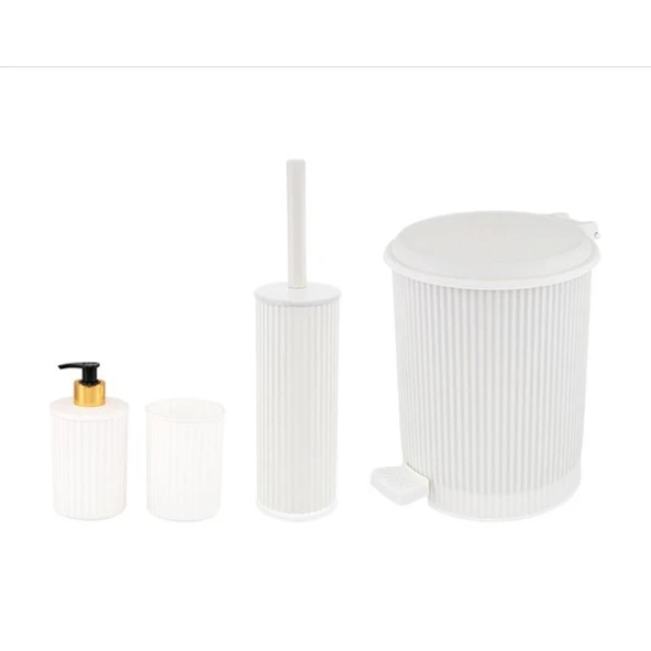 Omnipazar ELF-N522 Nostalji 4'lü Çöp Kovalı Wc Fırçalı Banyo Seti - 11