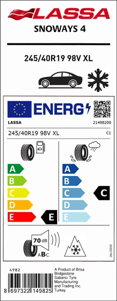 245/40R19 98V XL M+S/SFM SNOWAYS 4 LASSA - 4
