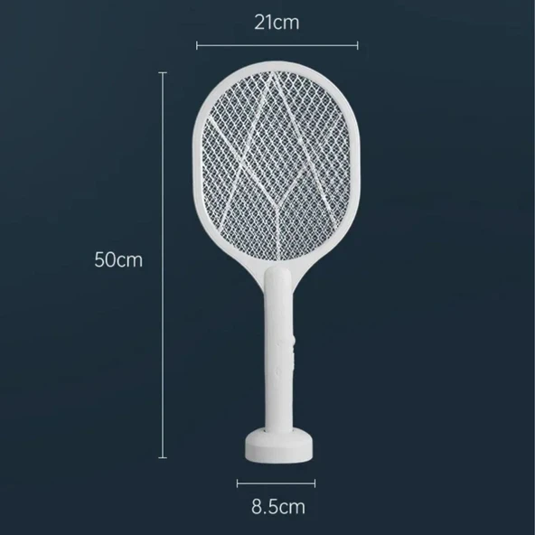 BUFFER® Şarjlı Sinek Öldürücü Masaüstü Standlı,Mor Işık Sinek Kovucu Raket 5w - 5