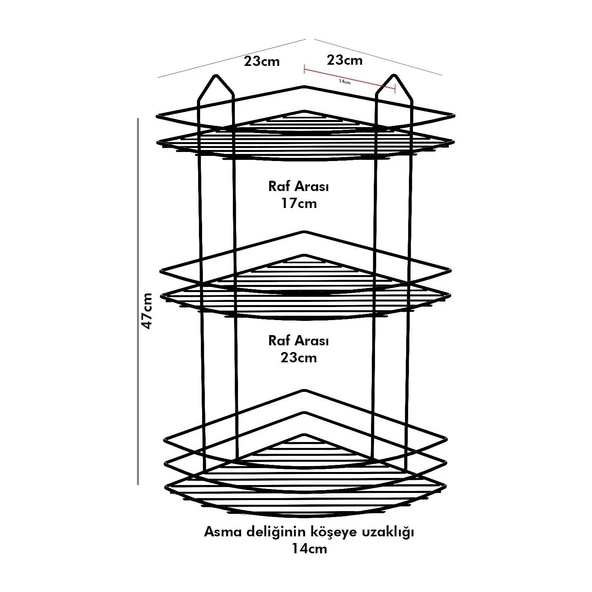 SAS Banyo Aksesuar Seti 4 Lü SİYAH , Ömür Boyu Paslanmaz Banyo Köşeliği Şampuanlık Rafı SİYAH EK-03 - 2