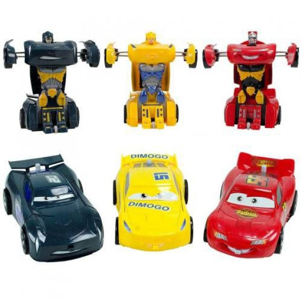 YM TOYS  Cars Arabalar Şimşek Mcqueen Jackson Storm Robota Dönüşen Oyuncak Seti 15 Cm