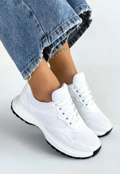 Slar Beyaz Cilt Bağcıklı Spor Ayakkabı - Resim 2