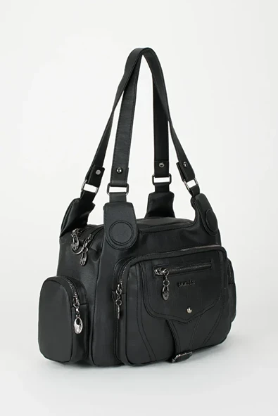 Monalisa Home Lüks Figürlü Bölmeli Siyah Çanta