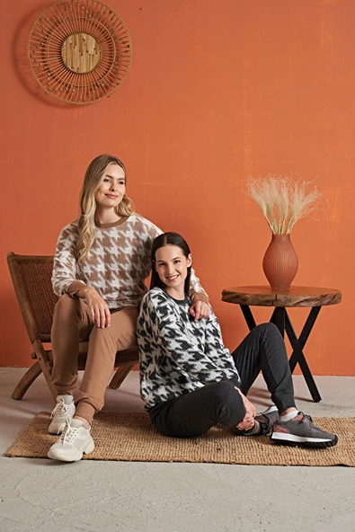 Kahve Krem Pijama Takımı M Beden