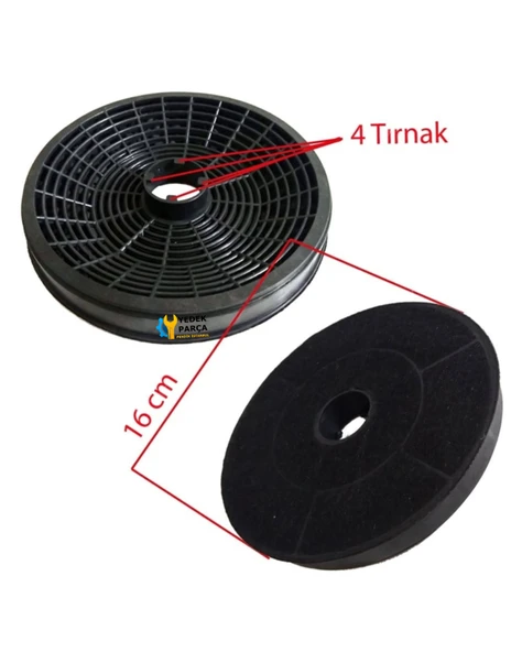Mekappa Uyumlu Aspiratör Karbon Filtresi 16 CM 4 Tırnaklı ürün görseli