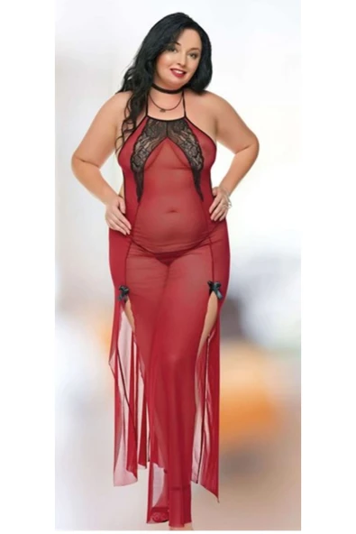 Kadın Dantel Detaylı Siyah, Kırmızı Şık İç Çamaşırı 2XL