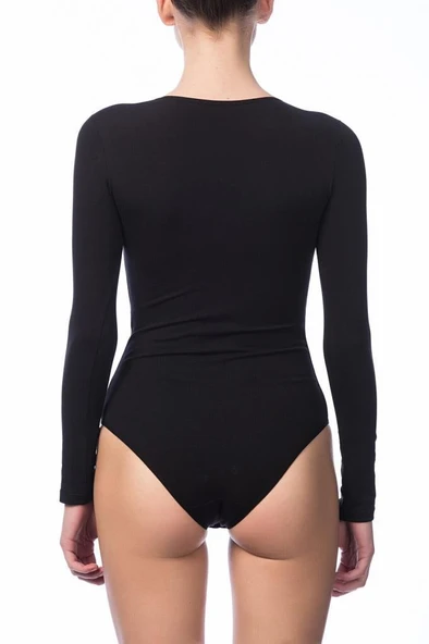 6 Adet Nbb Bayan Bisiklet Yaka Uzun Kollu Çıtçıtlı Body 2946 - Resim 3