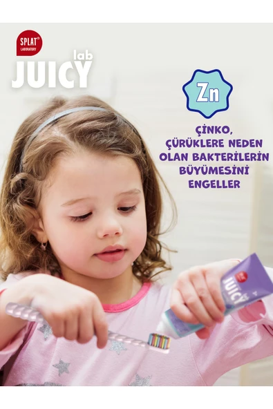 Splat Juicy Lab +3 Yaş Karpuzlu Çocuk Diş Macunu Renkli Simli Çürük Önleyici Doğal Macun - Resim 6