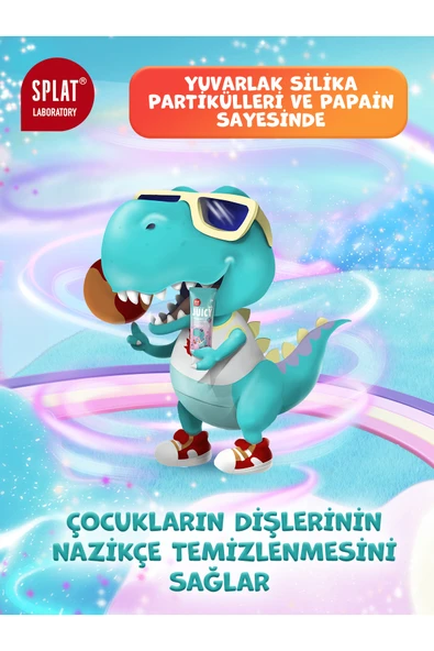 Splat Juicy Lab +3 Yaş Karpuzlu Çocuk Diş Macunu Renkli Simli Çürük Önleyici Doğal Macun - Resim 4
