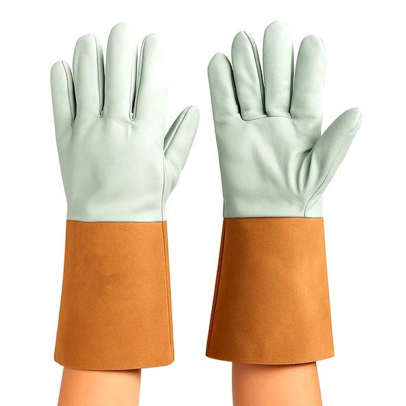 1 Çift XL Beden Kaynakçı Eldiveni Deri Isıya Dayanıklı Yanmaz Kaynak Koruyucu İş Eldiveni Taşlama ürün görseli