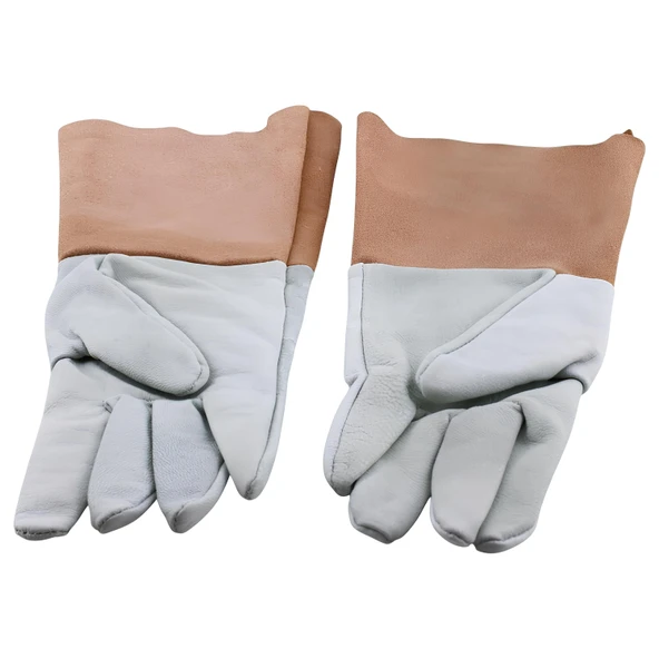 1 Çift XL Beden Kaynakçı Eldiveni Deri Isıya Dayanıklı Yanmaz Kaynak Koruyucu İş Eldiveni Taşlama - Resim 3