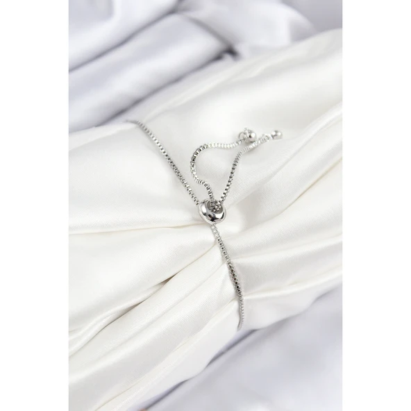 Pirinç Zirkon Taşlı Su Yolu Model Gümüş Renk Asansörlü Kadın Bileklik Vice-5353 - 2