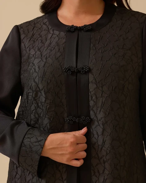 Büyük Beden Desenli Jakar Ceket Takim Gala-Xi - Resim 3