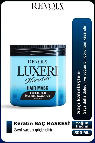 Revola Luxeri İnce Telli Saçlar İçin Tuzsuz Saç Maskesi 500 Ml Keratin
