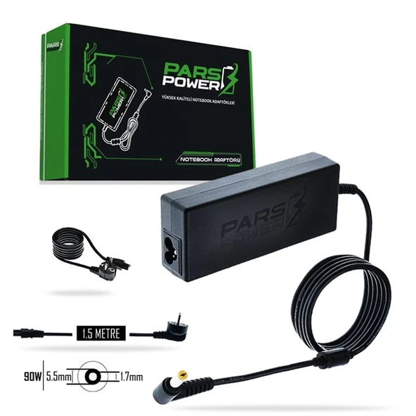 PARS POWER PRS-004 90W 19V 4.74A- 5.5*1.7MM Siyah ADAPTÖR ürün görseli 1