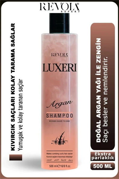 Revola Luxeri 2'si 1 Arada Şampuan ve Kondisyoner Kolay Tarama 500 Ml Argan