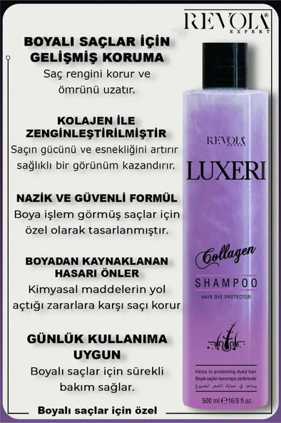 Revola Luxeri Şampuan Boyalı Saçlar İçin Koruma 500 Ml Kolajen - 2