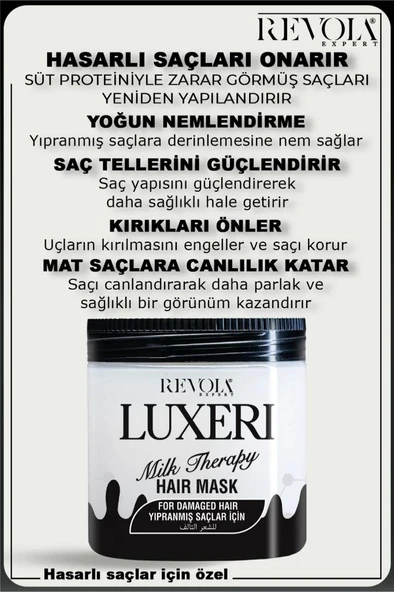 Revola Luxeri Yıpranmış Saçlar İçin Tuzsuz Saç Maskesi 500 Ml Milk Therapy - 2