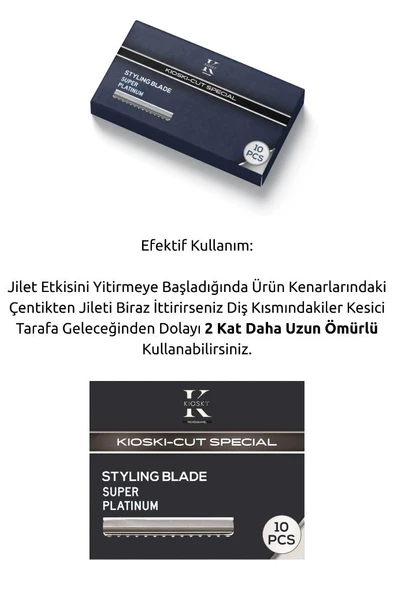Kioski Premium Saç Ustura Jileti (Kaydırmalı Uzun Süre Kullanım) 10'lu Paket - Resim 3